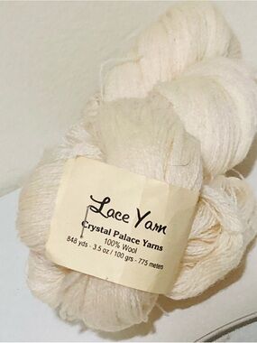 96% of a Skein: NEW Crystal Palace Yarns Lace Yarn 100% Wool Soft Cream Skein